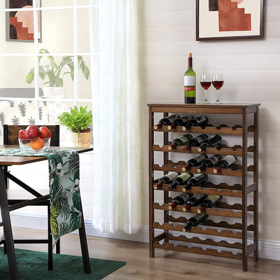 7-Tier 42 Bottles Bamboo Wine Rack - Walnut