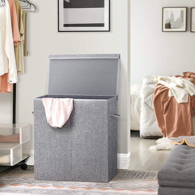 Laundry Basket 142L with Magnetic Lid -  Light Grey