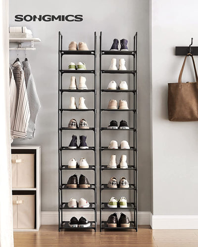 10-Tier Shoe Shelf Storage Organiser Black