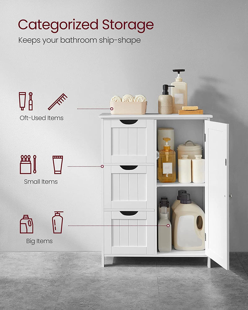 Vasagle Maisie Bathroom Floor Freestanding Storage Cabinet - White