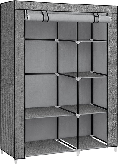 Portable Wardrobe With 6 Shelves - Grey
