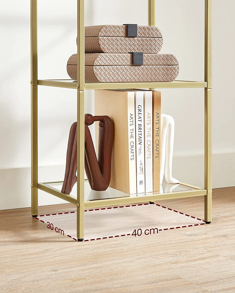 Vasagle Nyla 5-Tier Ladder Tempered Glass Display Storage Bookshelf - Gold