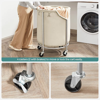 Rolling Laundry Basket with Wheels - Cream