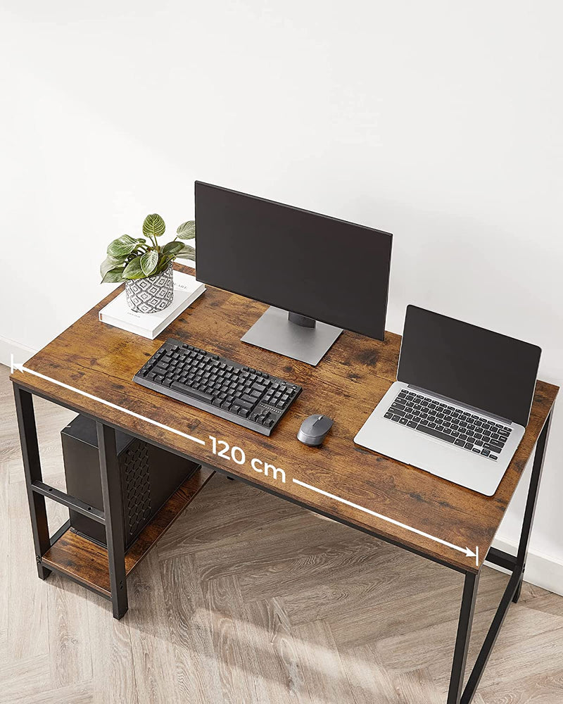 Vasagle Office Desk With Shelves 60 x 120 x 75 cm - Brown