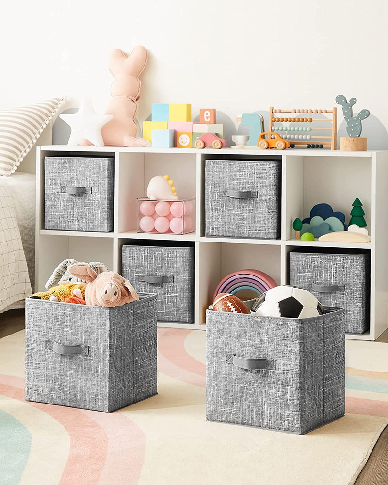 Fabric Storage Bins with Dual Handles Grey (Set of 6)