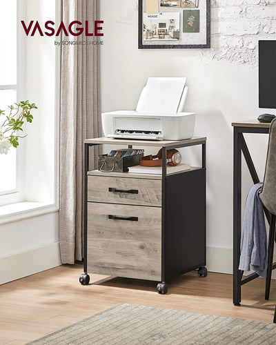 Vasagle Rolling Office Filing Cabinet with Wheels - Grey