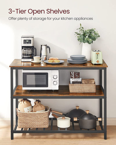 Vasagle Kitchen Island With 3 Shelves - Brown
