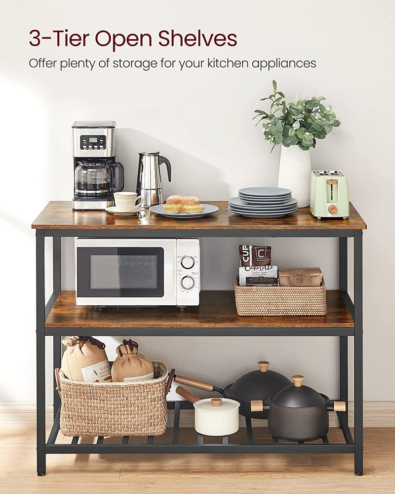 Vasagle Kitchen Island With 3 Shelves - Brown