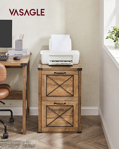 Vasagle Karla Office Filing Cabinet  - Rustic Walnut