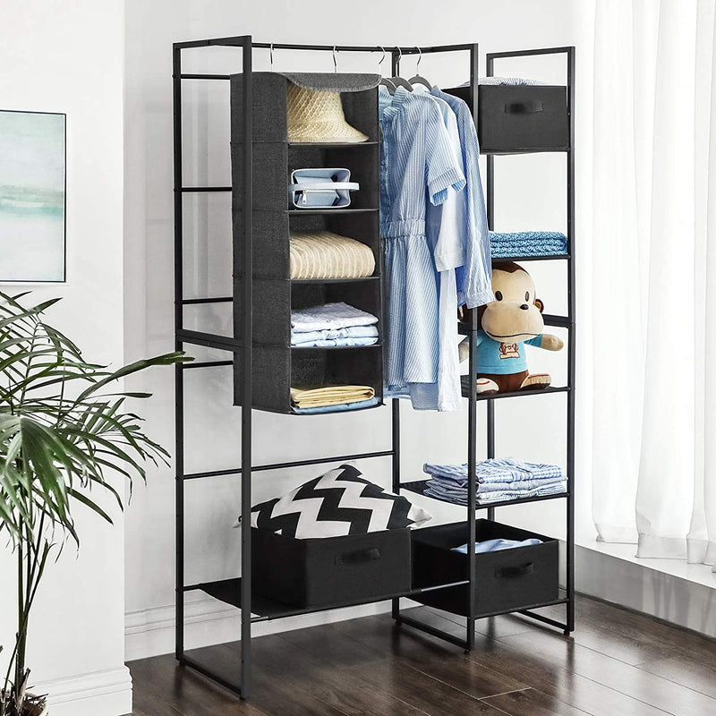 Hanging Wardrobe Storage Clothes Organiser With Metal Hooks