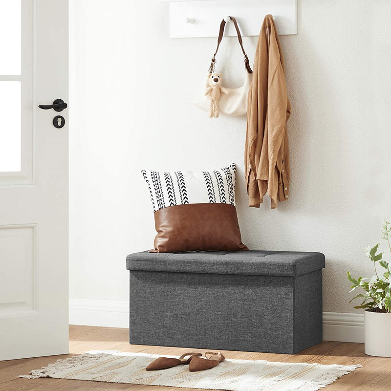 Storage Ottoman Bench Fabric Medium - Grey