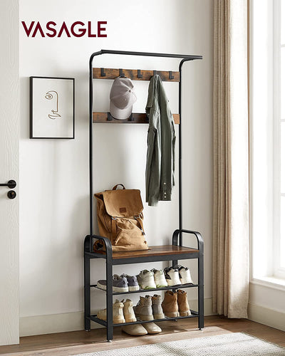 Vasagle Cambrie Hallway Storage Coat Rack - Brown & Black