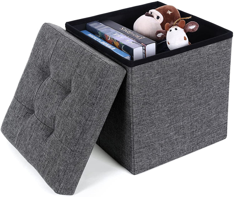 Storage Ottoman Bench Seat Fabric Small - Grey