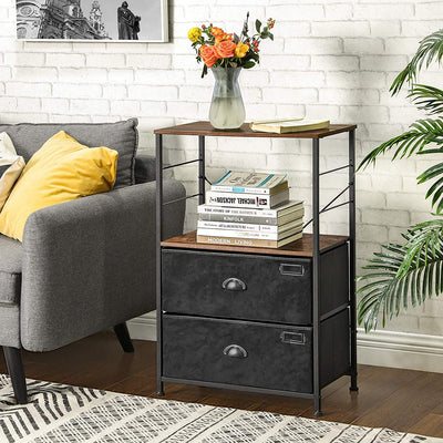 Dion Bedside Table with Storage Drawers Industrial Style