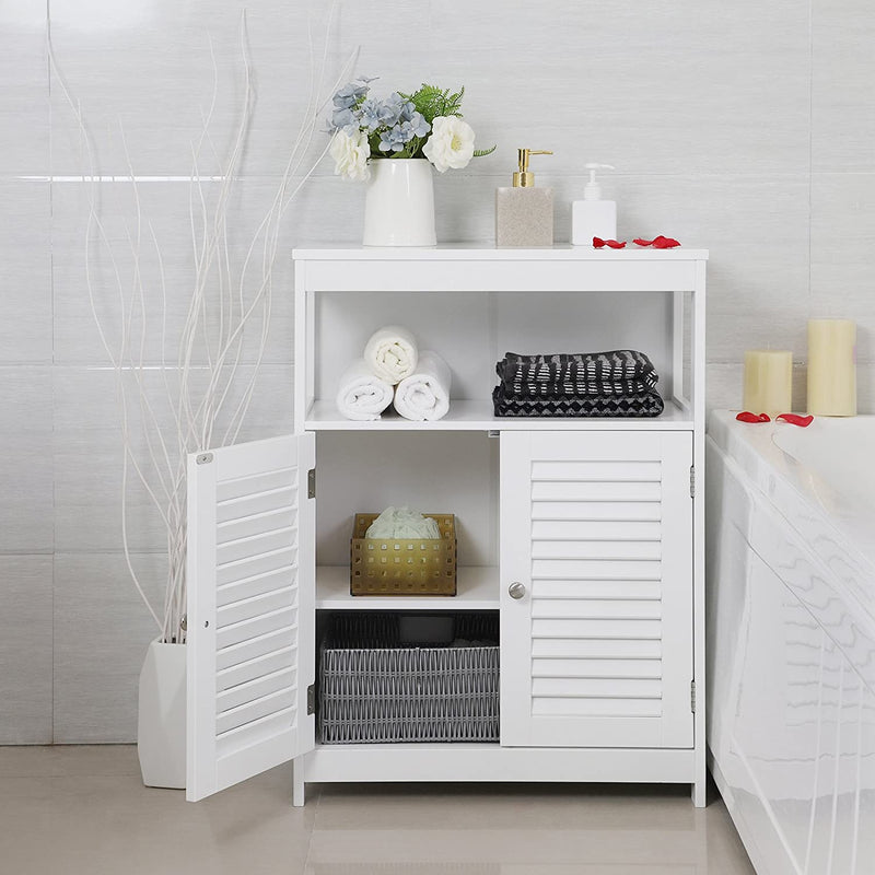 Vasagle Maisie Bathroom Floor Cabinet With Double Shutter Doors - White