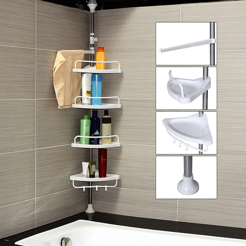 Bathroom Shower Corner Shelf Adjustable Caddy With Chrome Finish