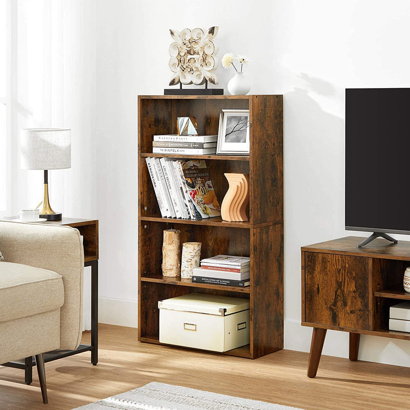 Vasagle 4 Tier Open Bookcase With Adjustable Storage Shelves - Brown