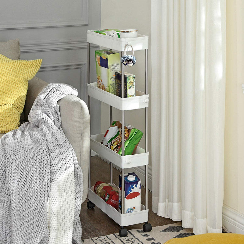 Space Saving 4-Tier Storage Trolley White