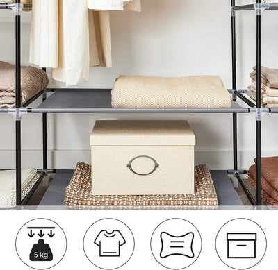Portable Wardrobe Clothes Storage Organizer (Grey)