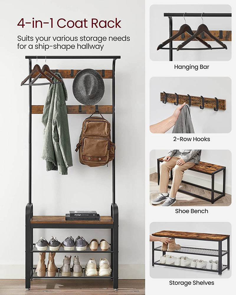 Vasagle Cambrie Hallway Storage Coat Rack - Brown & Black