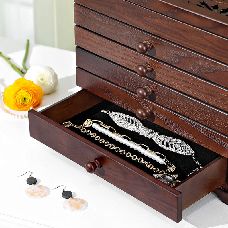 6-Tier Jewellery Organiser Wooden Box