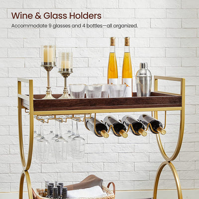 Vasagle Nyla Bar Cart With Wine Holders
