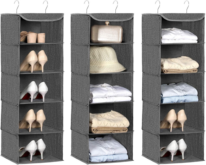 Hanging Wardrobe Storage Clothes Organiser With Metal Hooks