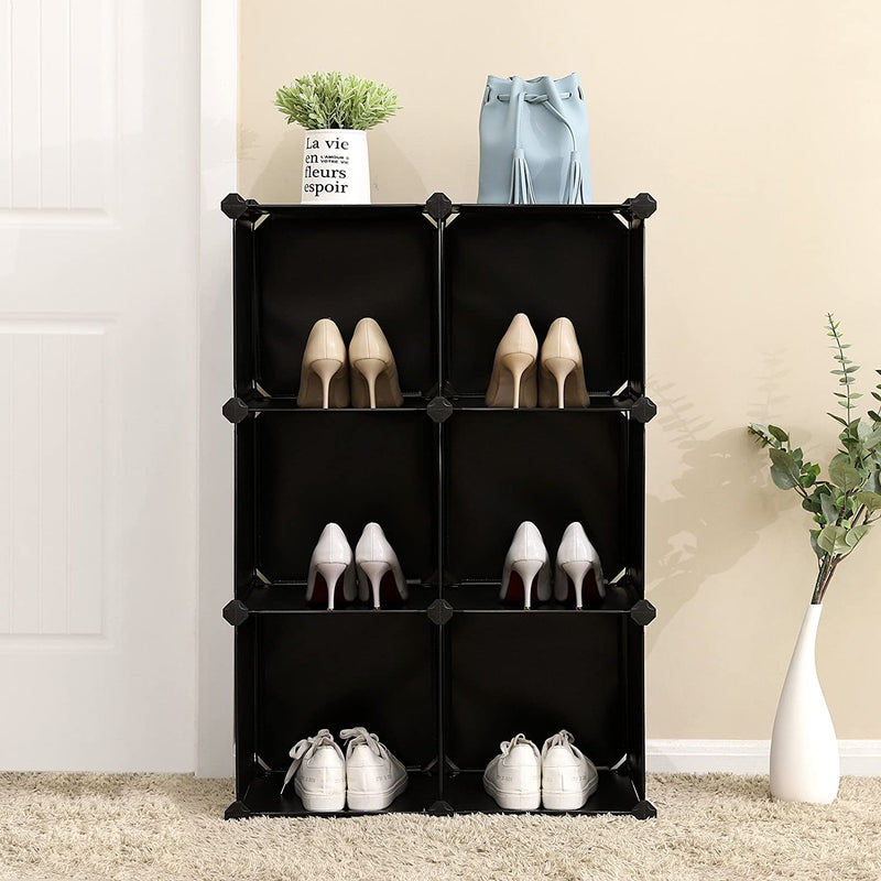 Modular Storage Shelves Black (Set of 6)