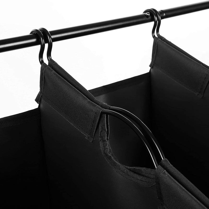 Heavy-Duty 4 Bag Laundry Rolling Sorter Hamper Basket Black