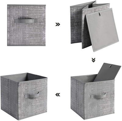 Fabric Storage Bins with Dual Handles Grey (Set of 6)