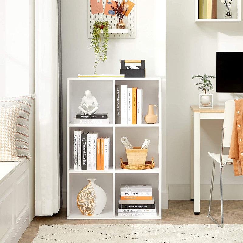 Vasagle 6 Cube Cubby Bookcase Display Storage Shelf - White