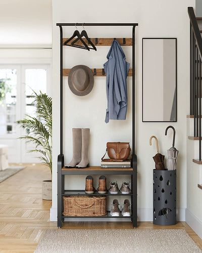 Vasagle Cambrie Hallway Storage Coat Rack - Walnut & Black