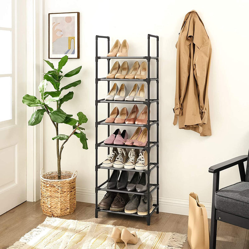 Shoe Rack Storage 8 Tier 16 Pair - Black