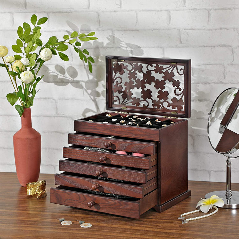 6-Tier Jewellery Organiser Wooden Box