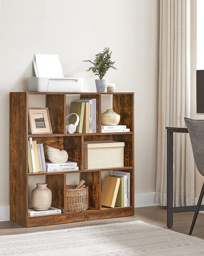 Vasagle Wooden Bookcase 8 Cube Cubby - Brown