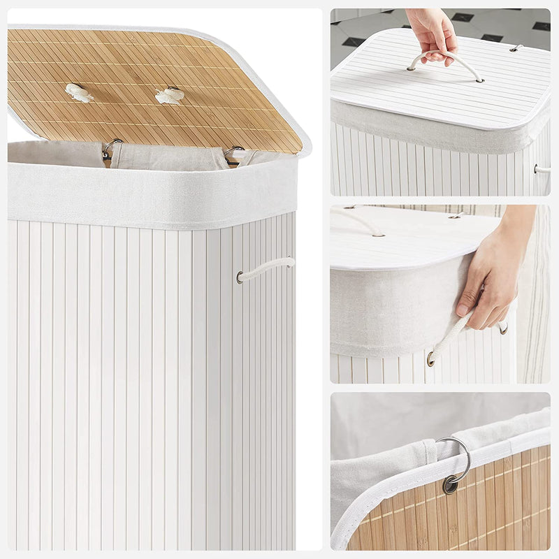 Laundry 72L Bamboo Basket with Handles Off-White
