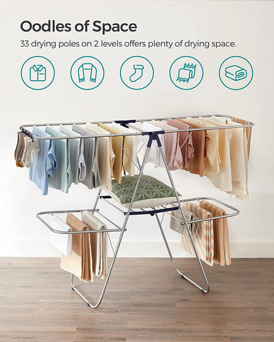 Multi Levels Laundry Clothes Airer with Extra Space