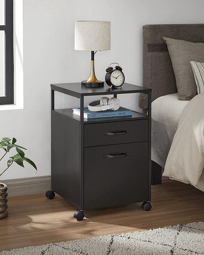 Vasagle Rolling Office Filing Cabinet with Wheels - Black
