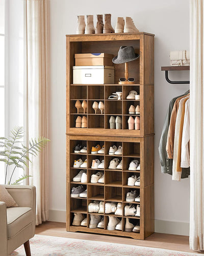 Vasagle Karla Shoe Storage 6 Tier Cabinet - Rustic Walnut