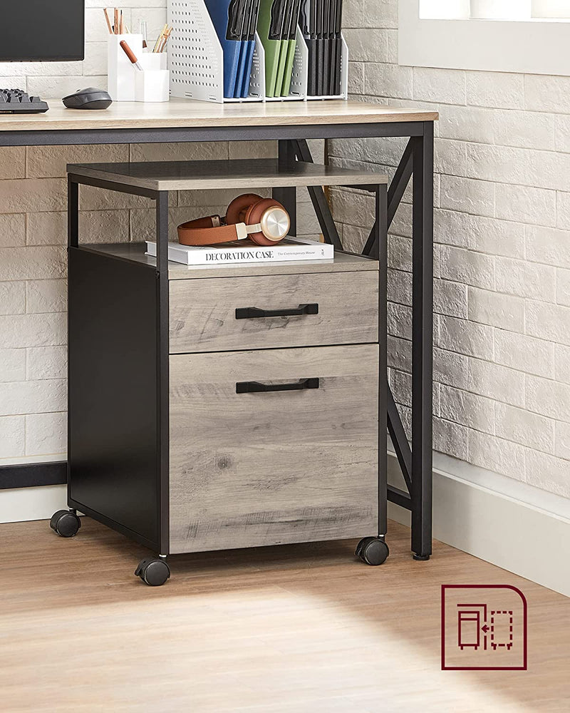 Vasagle Rolling Office Filing Cabinet with Wheels - Grey