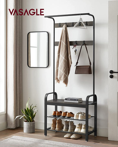 Vasagle Cambrie Hallway Storage Coat Rack - Grey & Black