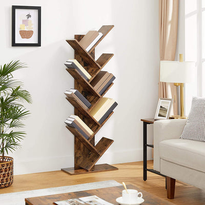 Vasagle 8 Tier Floor Standing Tree Bookshelf - Brown