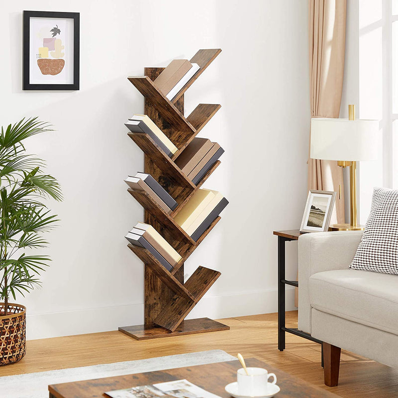 Vasagle 8 Tier Floor Standing Tree Bookshelf - Brown