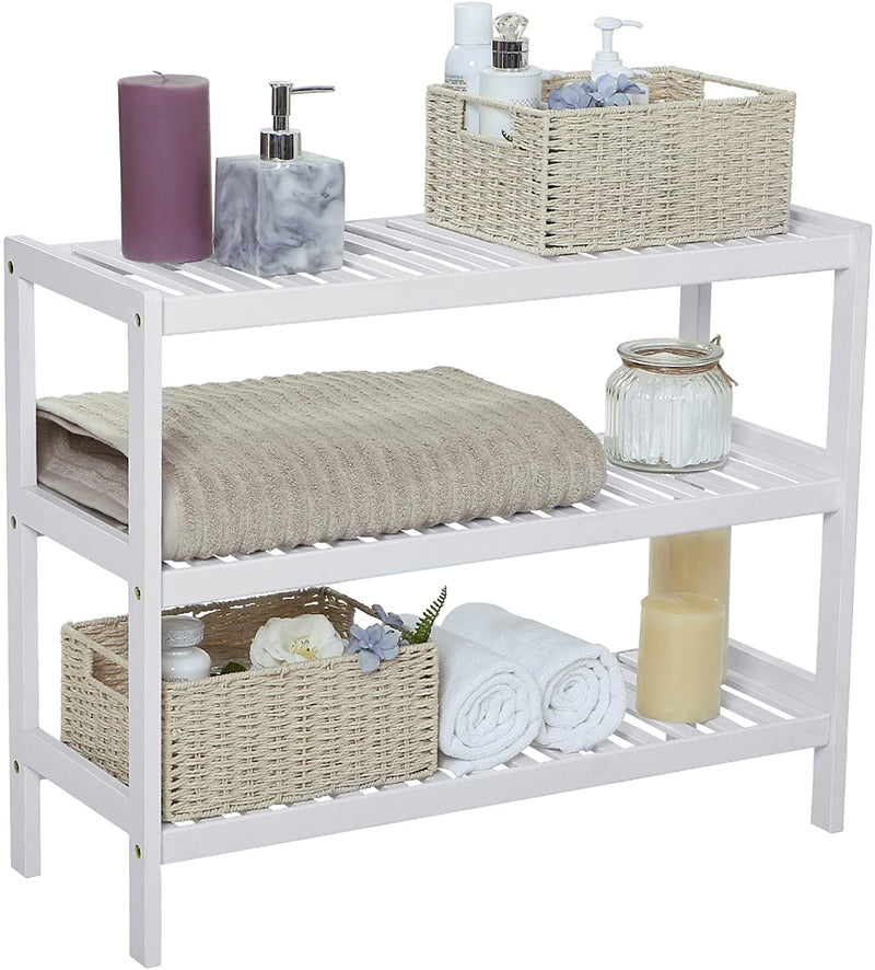 3-Tier Bamboo Shoe Rack - White