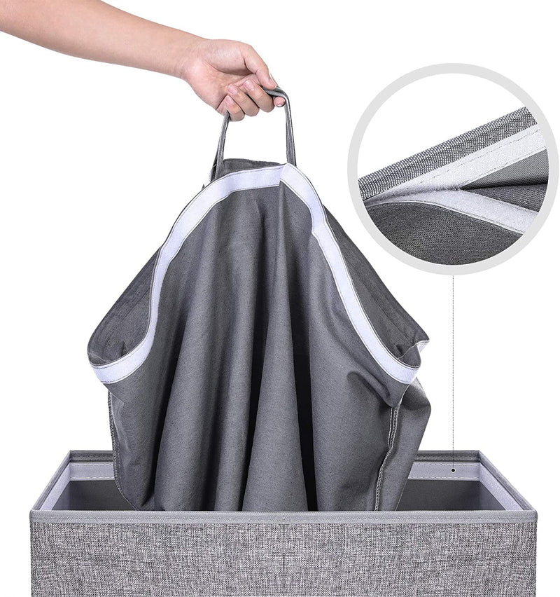 Laundry Basket 142L with Magnetic Lid -  Light Grey