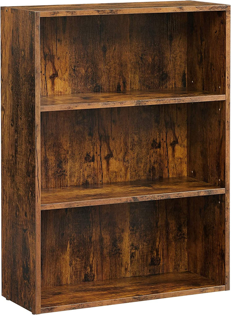 Vasagle 3 Tier Open Bookcase With Adjustable Storage Shelves - Brown