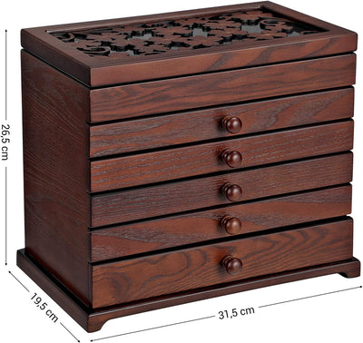 6-Tier Jewellery Organiser Wooden Box