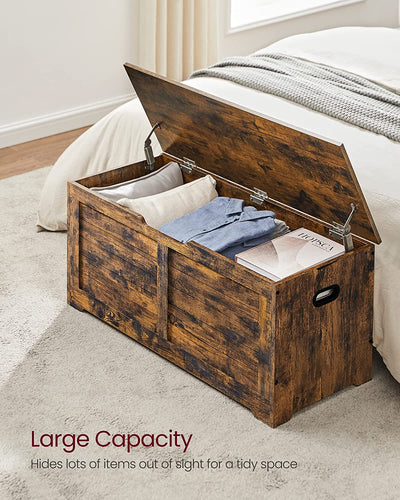 Vasagle Storage Box With Safety Hinges - Rustic Brown