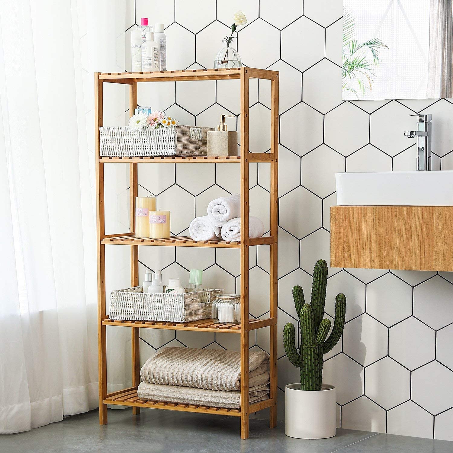 5 Tiers Bamboo Storage Rack Shelf – Space General