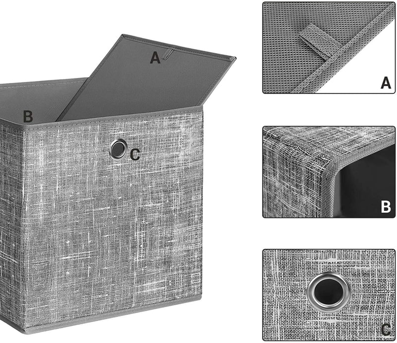 Foldable Cube Organizer Bins Drawer Grey (Set of 6)